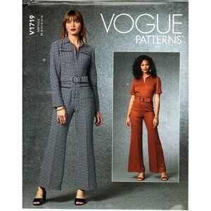 Vogue V1719 Misses 8 to 16 Retro 70s Belted Jumpsuit Uncut Sewing Pattern